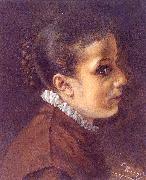 Adolph von Menzel Head of a Girl Germany oil painting artist